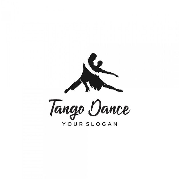 Tango dansende man en vrouw silhouet logo