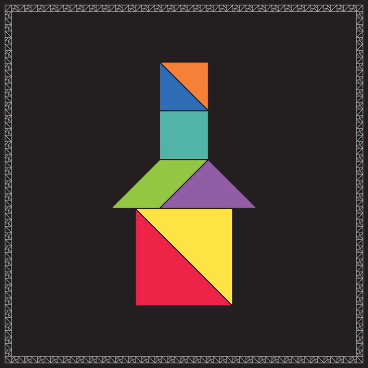 Tangram Puzzle Furnace Vector Colorful Geometric Illustration
