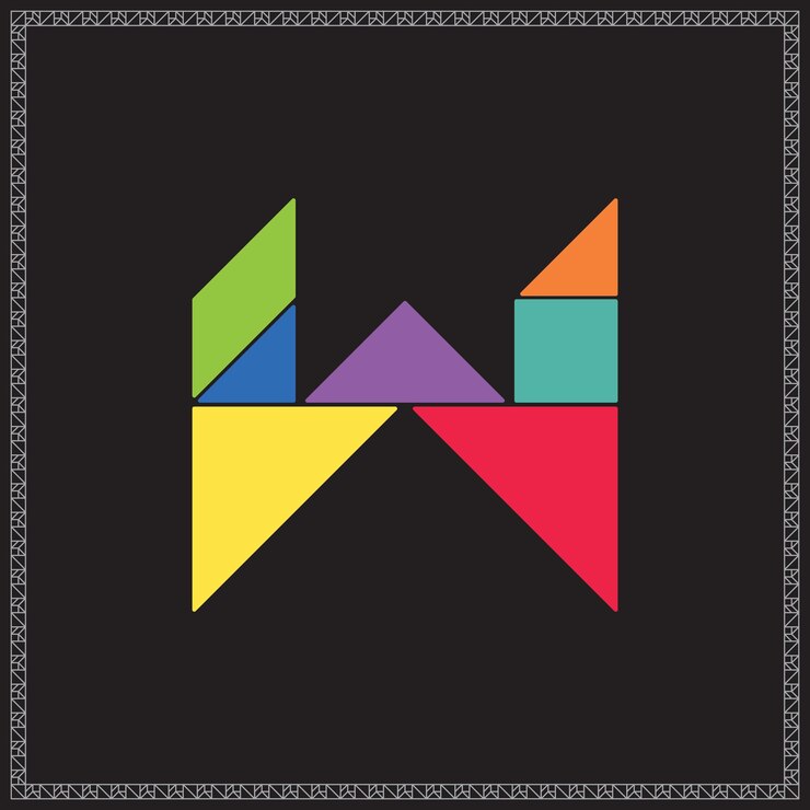 Tangram Puzzle Letter W Alphabet Colorful Geometric Illustration