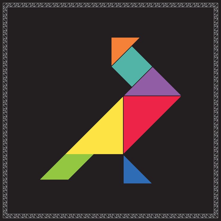 Tangram Puzzle Pigeon Vector Colorful Geometric Illustration