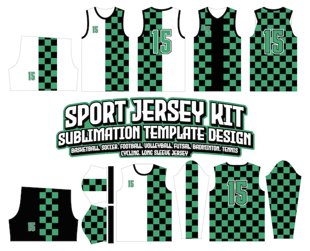 Tanjiro Groene zwarte vierkanten tegels Jersey Design Sportkleding achtergrond