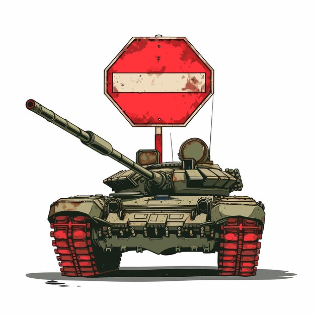 Vector tank_against_the_background_sign_ban_vector