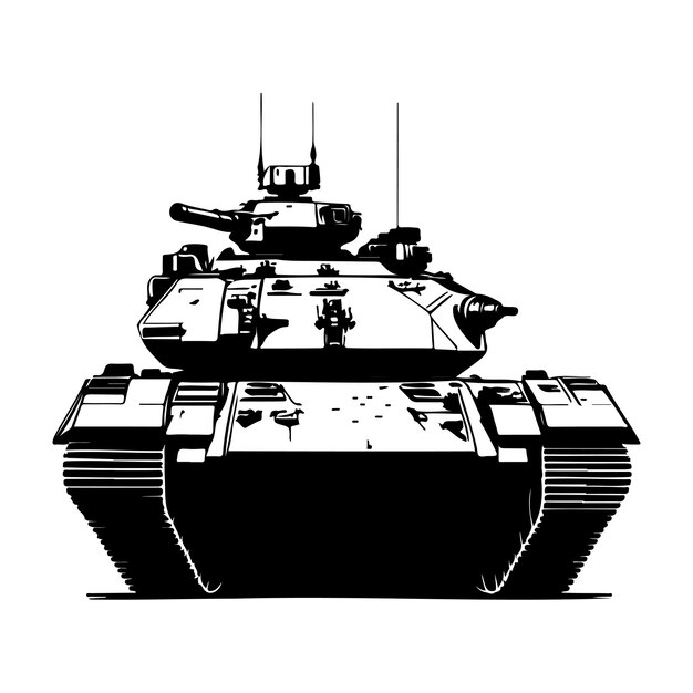 ベクトル タンク・コン・ハンド・ドロー 黒色 軍事ロゴ ベクトル要素とシンボル