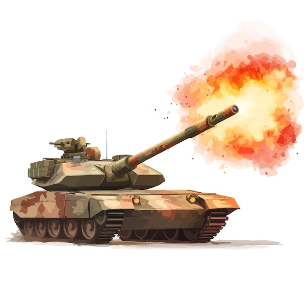Vector tank_fires_from_the_muzzle_with_a_projectile_war