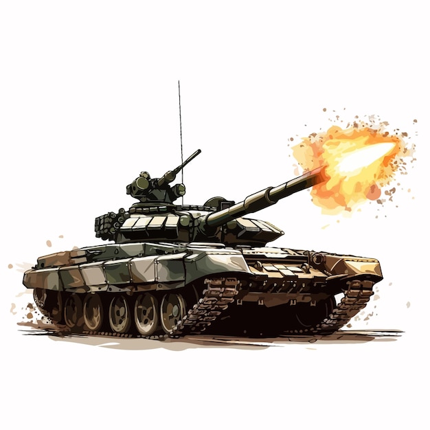 Vector tank_fires_from_the_muzzle_with_a_projectile_war