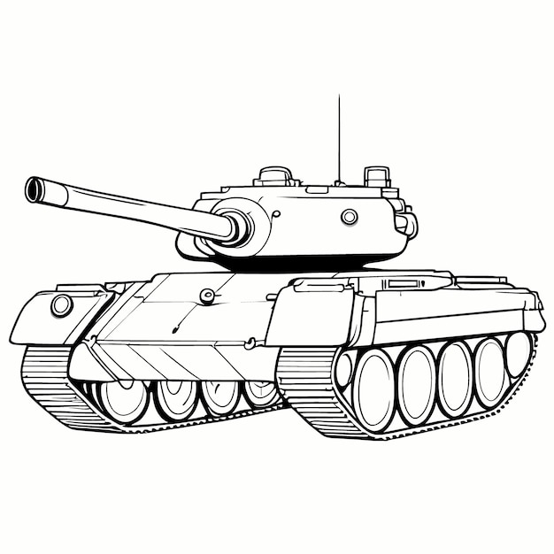 tank vector illustration line art