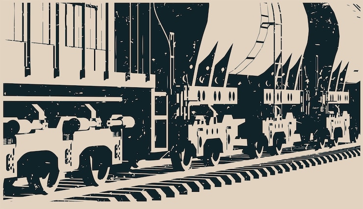 Vector tank wagons close up template retro poster