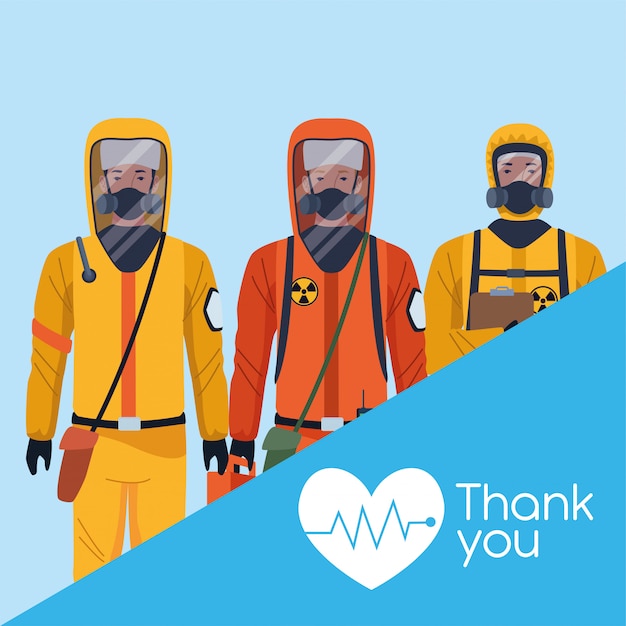 Tank you doctors with biosafety suit illustration design