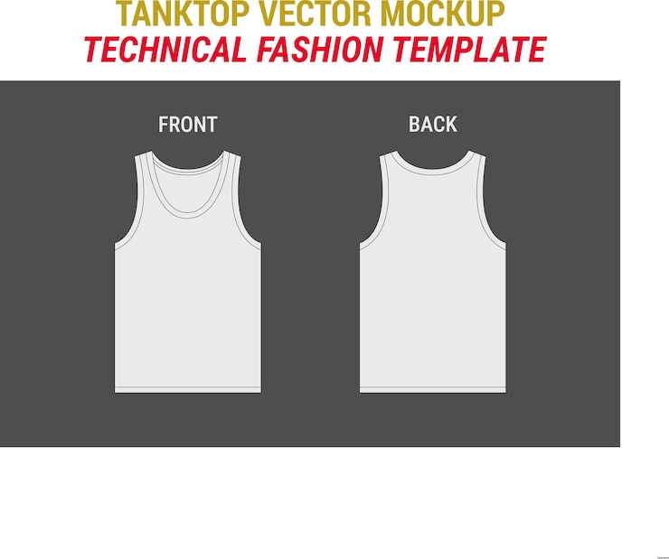 Vector tanktop mannen mockup sjabloon voor het ontwerpen van straatkleding tanktop vector flat technische tekening tanktops