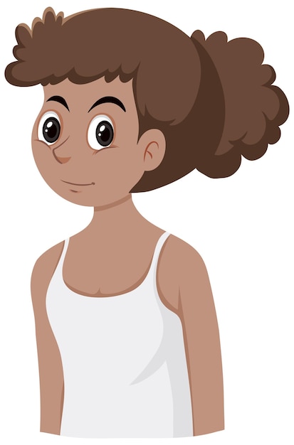 Vector tanned girl wears white tank top