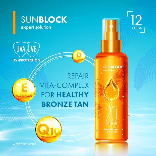 Tanning oil with UV protection and vitamins