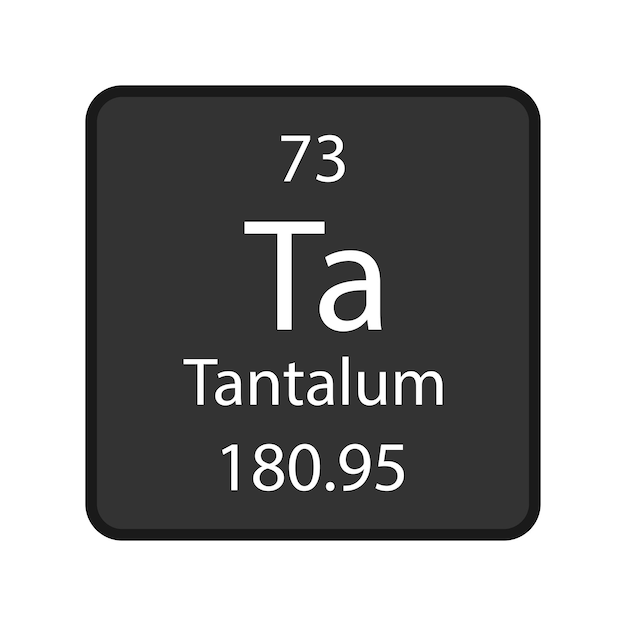 Tantalum symbol Chemical element of the periodic table Vector illustration