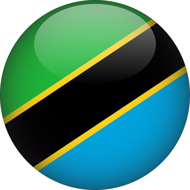 Tanzania 3D Rounded Flag Button