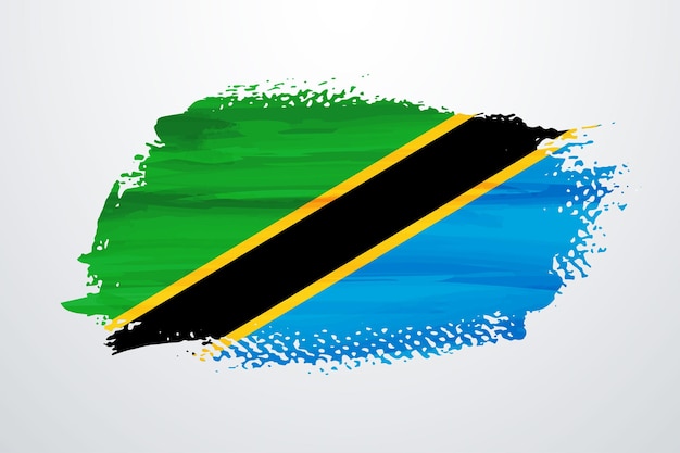 Vector tanzania brush paint flag