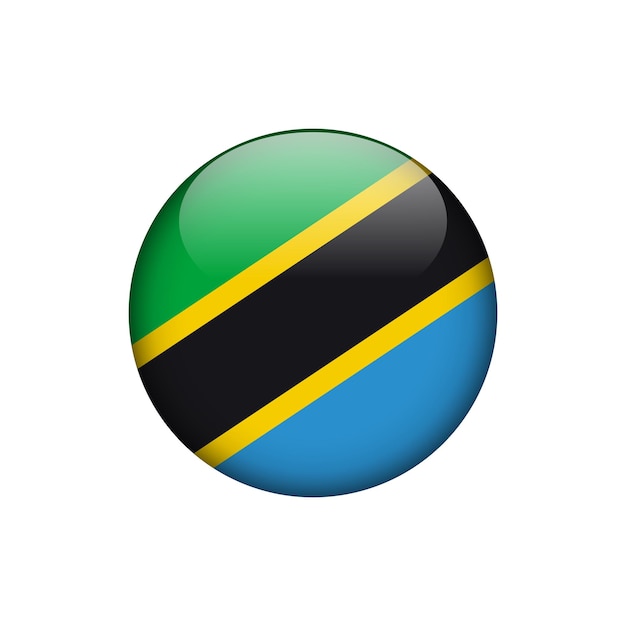 Tanzania Flag Circle Button Vector Template