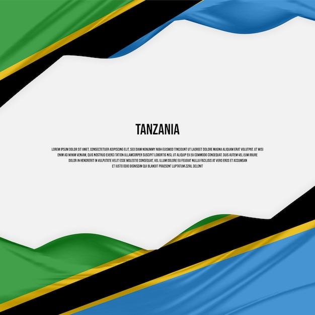 Tanzania flag design. Waving Tanzanian flag made of satin or silk fabric. Vector Illustration.