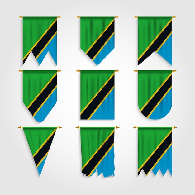 Tanzania Flag in Different shapes, Flag of Tanzania in Various Shapes