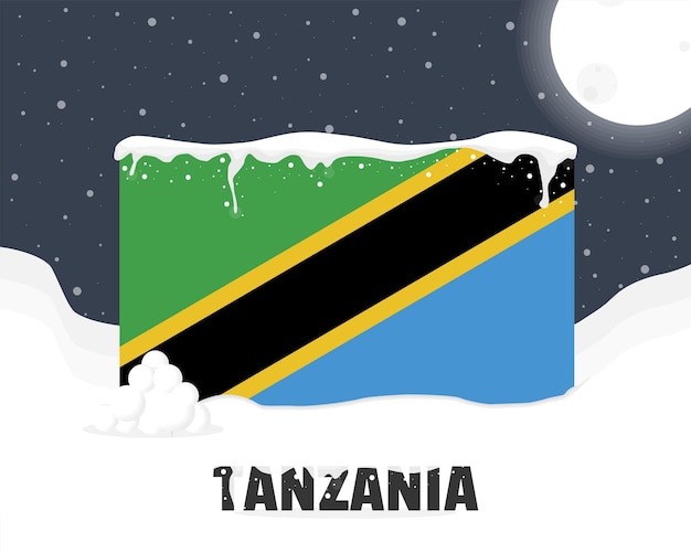 Концепция снежной погоды в Танзании, холодная погода и снегопад, прогноз погоды, идея зимнего баннера