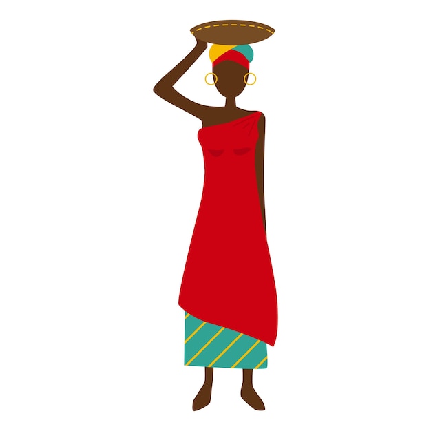 Tanzania woman on white background Vector illistrarion of african girl