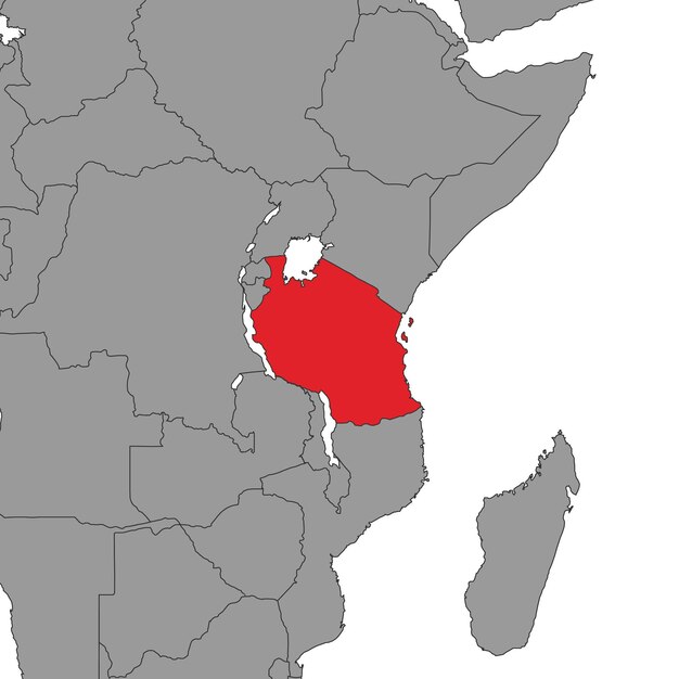 Tanzania on world map Vector illustration