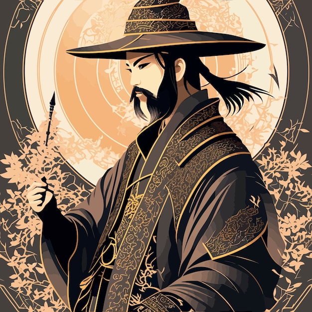 Vector taoist illustration magic aisan