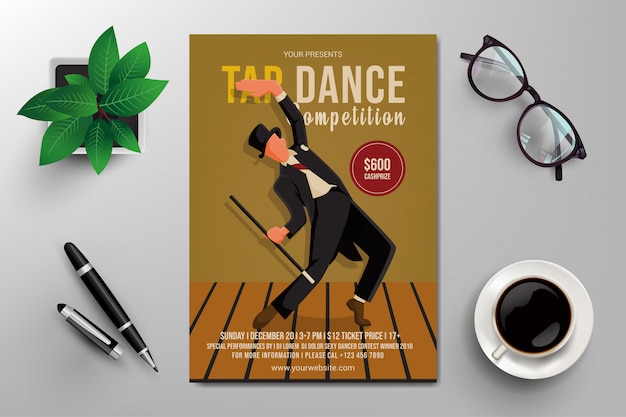 Vector tap dance competition flyer