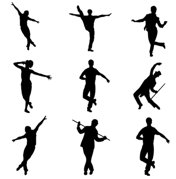 Vector tap dancing silhouette pack