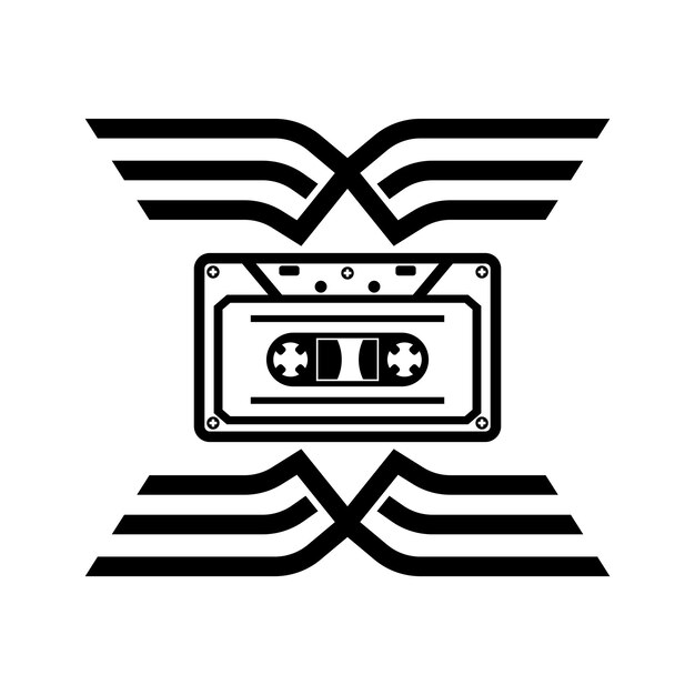 tape cassette icon logo vector design template