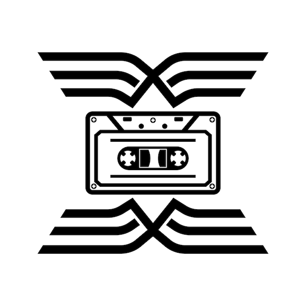 Tape cassette icoon logo vector ontwerp sjabloon