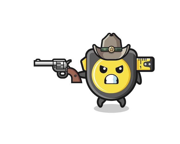 The tape measure cowboy shooting with a gun cute design