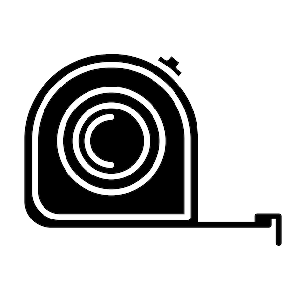 巻尺グリフ黒塗りイラスト