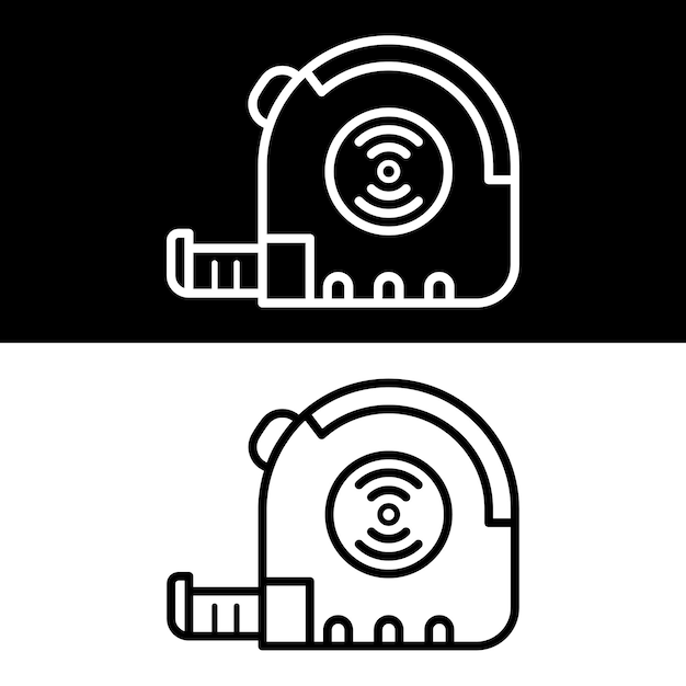 Tape measure Icon Black and White Version Design Template