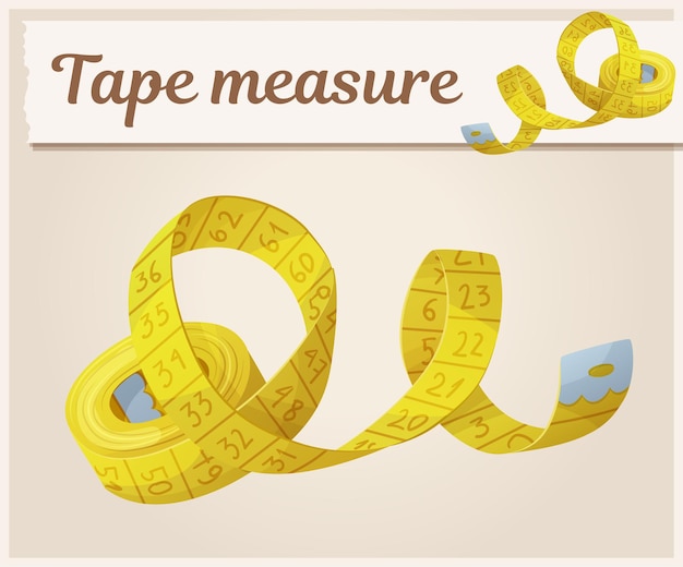 tape measure vector icon yellow tape ruler tool for sewing and fashion dressmaking industry cartoon