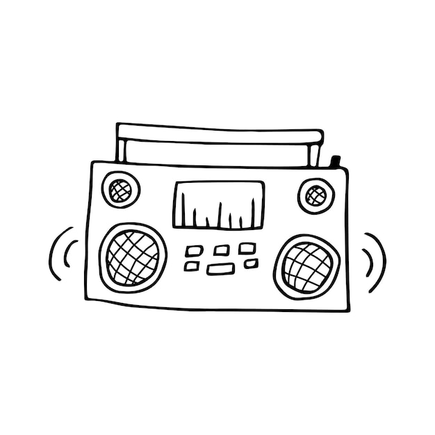 Vector tape recorder in doodle style