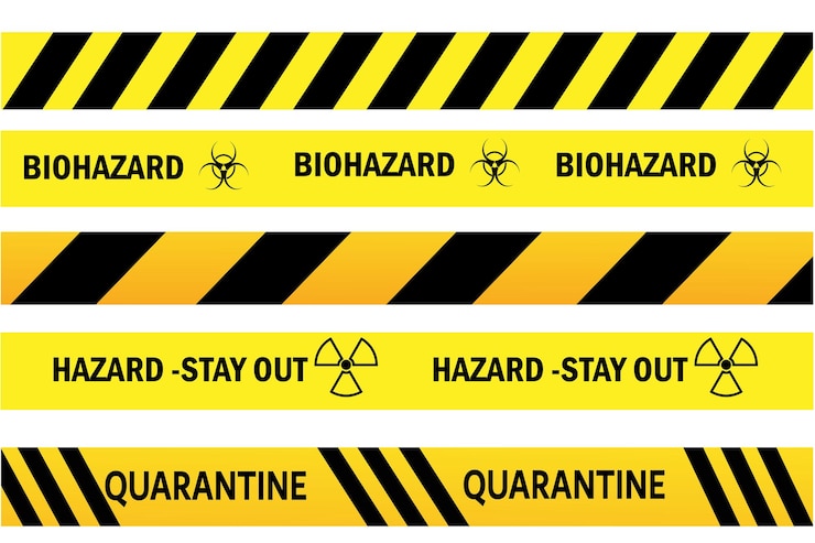Vector tapes set of yellow and red warning tapes abstract warning lines for police construction sites