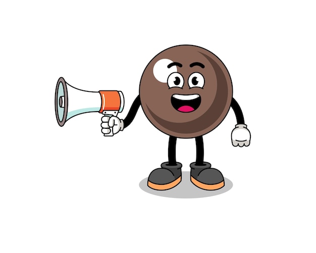 Tapioca pearl cartoon illustration holding megaphone character design