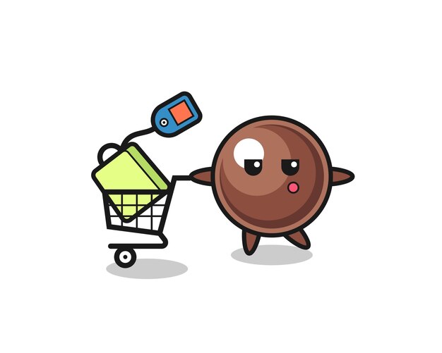 tapioca pearl illustration cartoon with a shopping cart