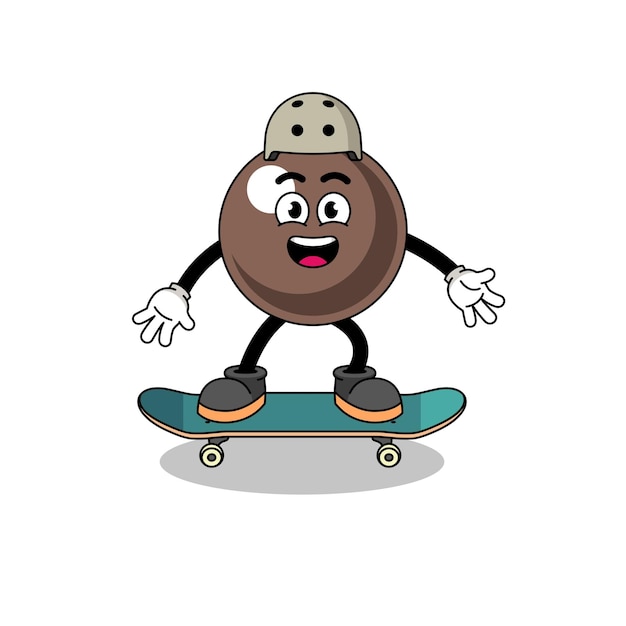 Tapioca pearl mascot playing a skateboard character design