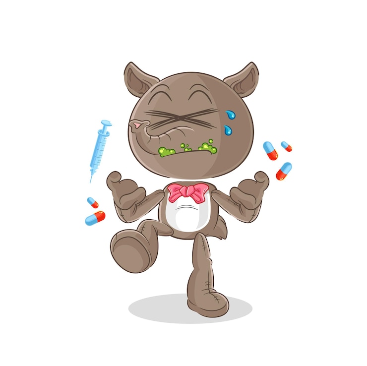 वेक्टर tapir drug overdose cartoon illustration