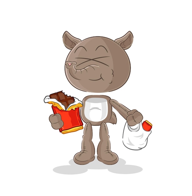 Vector tapir eat chocolate mascot cartoon vector