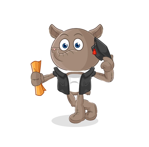 tapir graduation vector cartoon character