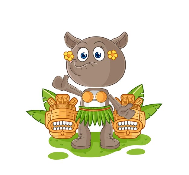 Premium Vector  Pea hawaiian waving character. cartoon mascot vector