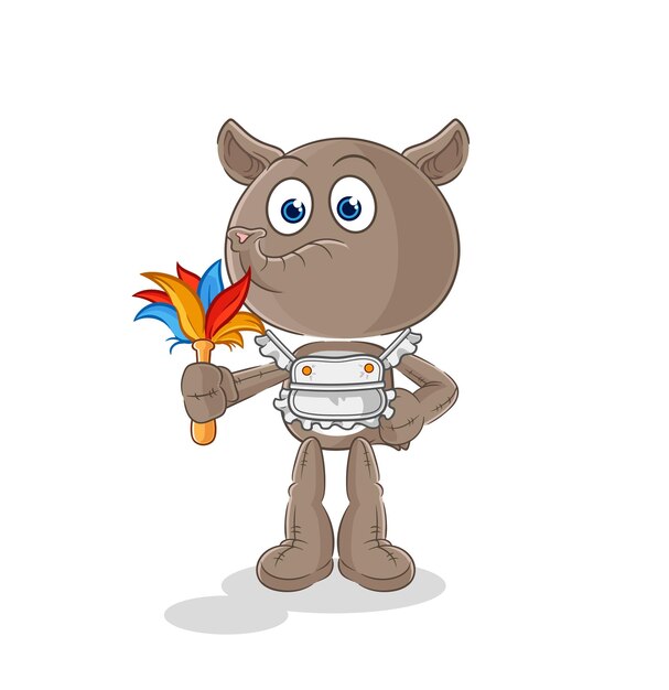 Tapir maid mascot cartoon vector