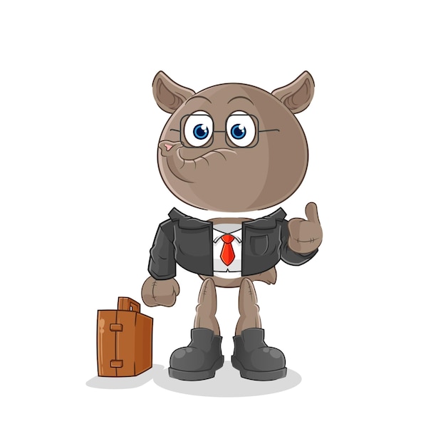 tapir office worker mascot cartoon vector