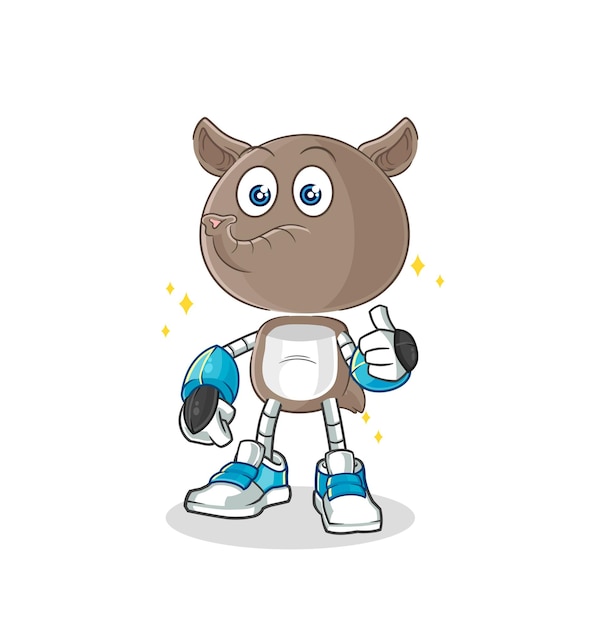 Tapir robot character cartoon mascot vector