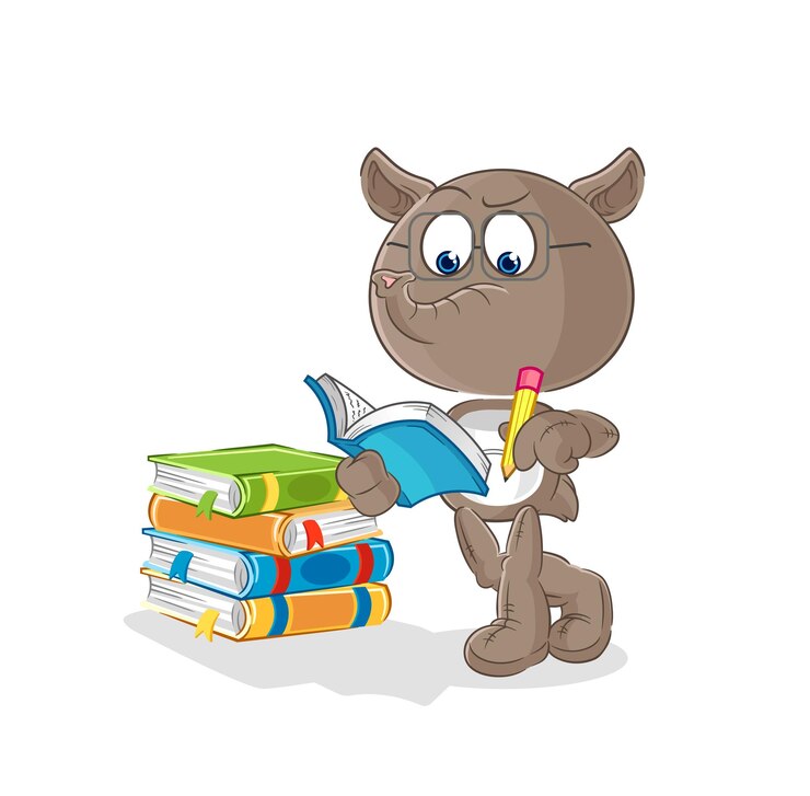 Vector tapir studying mascot cartoon vector