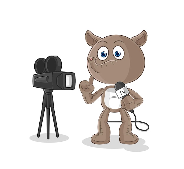 Vector tapir tv-verslaggever cartoon cartoon mascotte vector