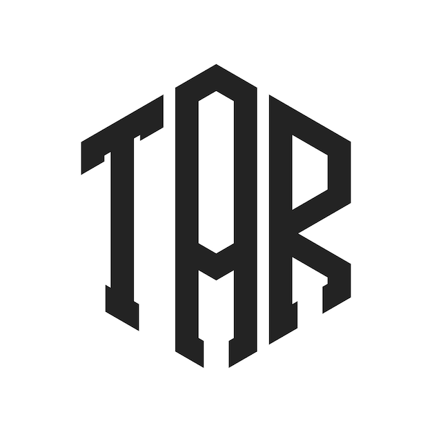TAR 로고 디자인 초기 글자 TAR 모노그램 육각형 모양을 사용하는 로고