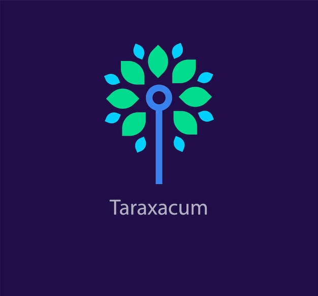 Taraxacum bloem logo Moderne lijn en kleurrijk ontwerp Logo sjabloon