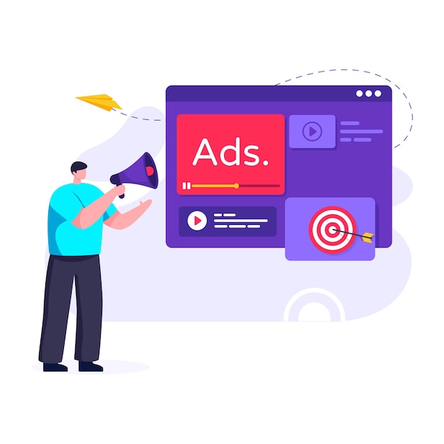 Vector target advertising in flat illustration design